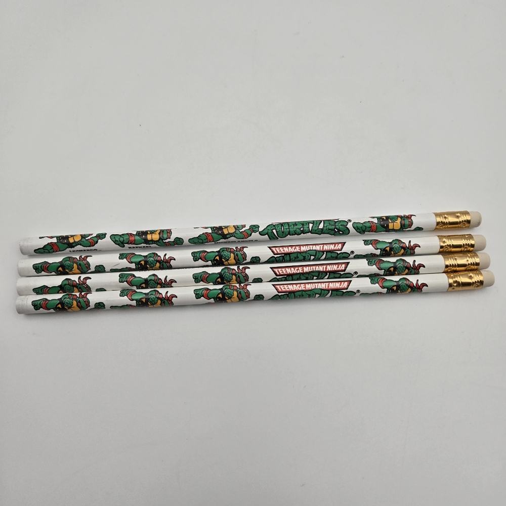 Vintage 90s Teenage Mutant Ninja Turtles Set Of 4 Unsharpened Pencils Mirage USA